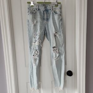 Stylish Light Blue Distressed Women Jeans